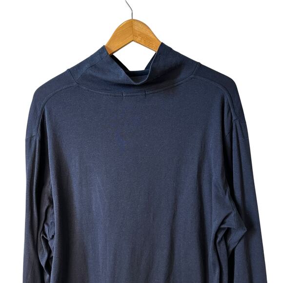 Theory Mens Miller Turtleneck Pima Cotton Alpaca Blend Long Sleeve Tee Blue L - Picture 6 of 11